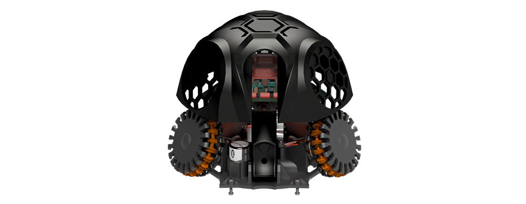 Cutaway animation of a RoboSoccer robot's internals
